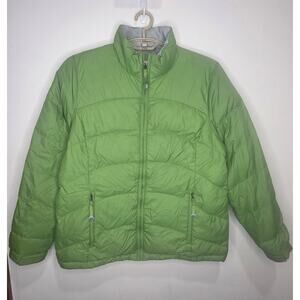 LL Bean green goose down insulated puffer jacket - large